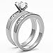 Marimor Jewelry His and Her 3 Piece Stainless Steel 1.65 Carat Cubic Zirconia Bridal Set and Men's Classic Wedding Band