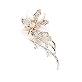 LAYs Cat's Eye Rhinestone Brooch Bouquet Flower Lapel Pin Vintage for Wedding Bridal Women