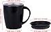 Apexstone 12 oz Stainless Steel Vacuum Insulated Mug with Lid,Black Coffee Mug with Lid,Stainless Steel Double Wall Coffee Mug with Lid,Black Coffee Mug 12 oz