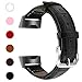 Fitlink Bands Compatible Fitbit Charge 3 / Charge 3 SE for Women Men, Classic Genuine Leather Wristbands with Metal Connectors Replacement Bands Accessories for Fitbit Charge 3, Small and Large,Black