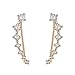 Ear Crawler Earrings - Fashion Stainless Steel CZ Ear Crawlers Climbers - Women Sweep Up Hoop Ear Cuff Pin Vine Wrap Studs Earrings - 7 Stars Cubic Zirconia Crystal Clip On Stud Jewelry with Fish Hook