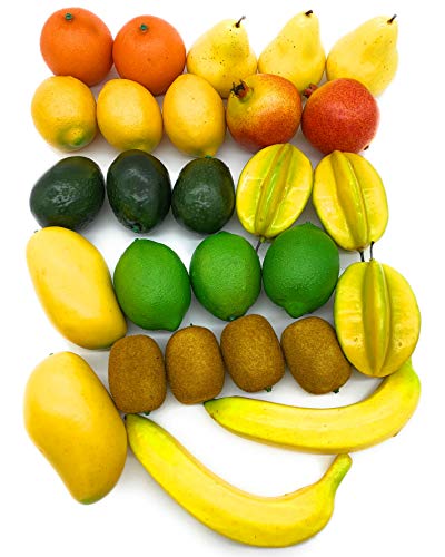 Dasksha 27 PCS Artificial Tropical Fruits - Fake Fruits for Decoration - Includes Artificial Lemons, Star Fruit, Bananas, Kiwis, and More - Thumbnail 4