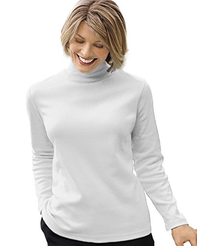 UltraSofts Mock Turtleneck, White, Large