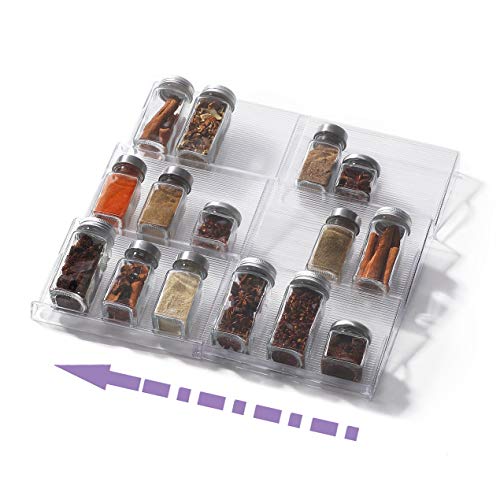 IVYHOME Expandable Drawer Spice Rack Organizer, 3 Slanted Tiers
