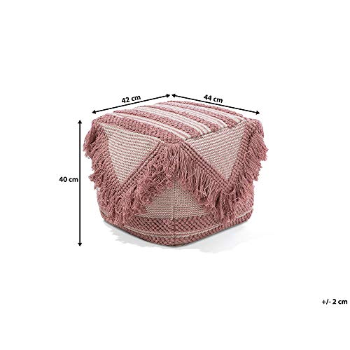 Beliani Pouf Ottomane Tabouret Sitzpouf rosa zartrosa Boho Kochi