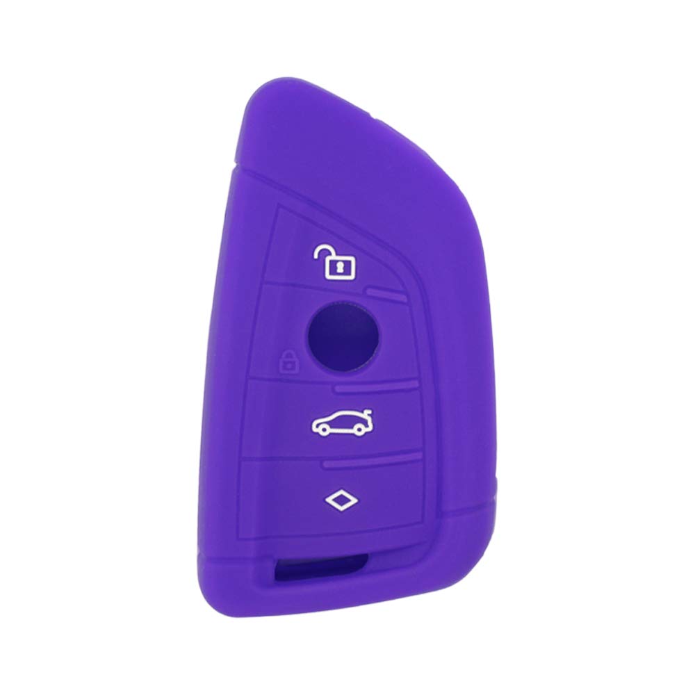 BROVACS Silicone Cover Protector Case Holder Skin Jacket Compatible with BMW X1 X3 X4 X5 X6 4 Button Smart Remote Key Fob CV4907 Deep Purple