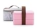 ArderLive Japanese Bento Box, Stackable Wheat Straw Portable Leakproof Lunch Box with Lunch Bag, Eco-Friendly Food Storage Container (Pink)