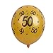 20pcs Latex Balloons for 50th Birthday Anniversary Party Decoration - Number 50 (Gold & Black)