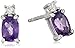 Jewelili Sterling Silver Amethyst Cushion with Created White Sapphire Earrings and Pendant Necklace Box Set, 18