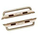 LUVVITT Stainless Steel Adapter for Apple Watch 42mm Band Connector, Apple Watch Buckle, Apple Watch Clasp, Comparable to Click - 42mm Gold
