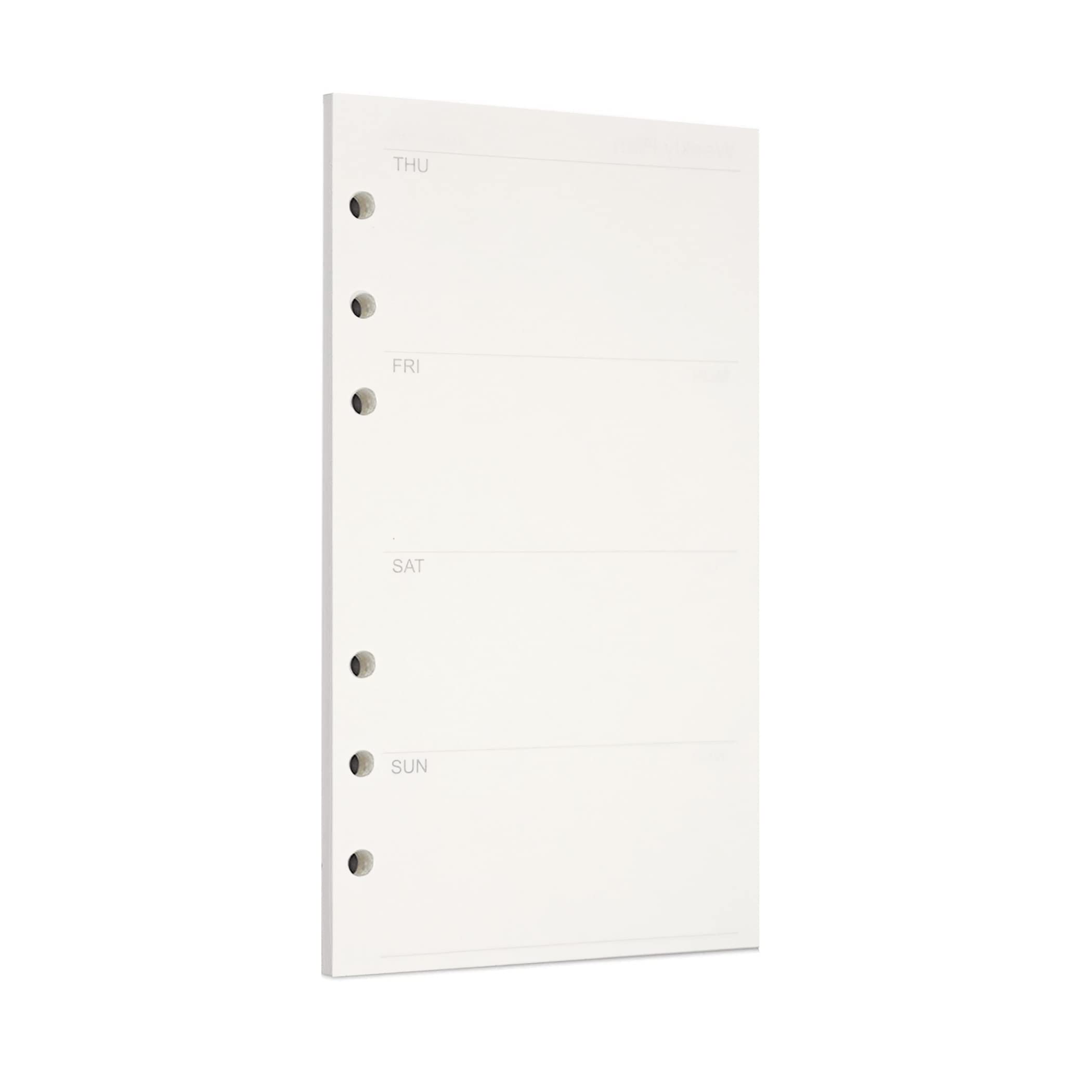 Zelten Loose Leaf Punched Paper Refills Paper for 6 Hole Binder Personal Organizer Diary Notebook Refillable Planner (Weekly Planner,A6/6 Hole)