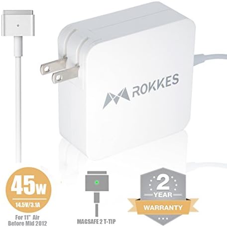 Macbook Air Magsafe Charger Adapter - 45W Magsafe 2 T-Tip, Replacement Power Adapter for Apple MAC Air 11.6 Inch Charger Adapter, MacBook Air Mid 2012 Late (Laptop A1435 A1436 A1465 A1466 Charger)