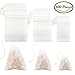Coobey 300 Pieces Tea Filter Bags Disposable Drawstring Tea Filter Bags for Loose Leaf Tea or Flower Fruit Teas (White Color, Mixed Sizes)