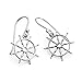 925 Sterling Silver Open Navy Sailor Ship Wheel Symbol Dangle Hook Earrings 1.1