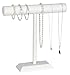 KC Store Fixtures 49135 Jewelry T-Bar Display for Necklace and Bracelets, White Leatherette, 12 Inches High