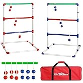 Outdoor Games Ladder Toss Indoor Game Set with 6 Soft Rubber Bolo Balls,Games for Adults, Kids, Family,Red&amp;Blue&amp;Green