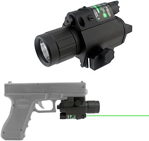 Depring Tactical Green Laser or Red Laser Sight with 200 Lumen Flashlight Combo fits 20mm Standard Rail Handgun Shotgun (Upgraded Aluminum Construction)
