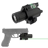 Depring Tactical Green Laser Sight with 200 Lumen Flashlight Combo fits 20mm Standard Rail Handgun Shotgun (Upgraded Aluminum Construction)