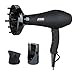 Jinri Salon Grade Professional Hair Dryer 1875W AC Motor Negative Ionic Ceramic Far Infrared Blow Dryer With 2 Speed and 3 Heat Settings Cold Shot Button, Diffuser and Straightening Comb Pik(Black)