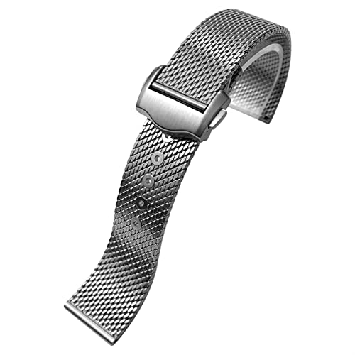 CYSUE 20mm Titanium Steel Braided Watchband Fit for Omega 007 Seamaster James Bond Watch Band Strap Deployment Buckle