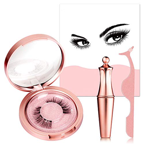 AmyHomie Magnetic Eyeliner Kit,Magnetic Eyeliner and Magnetic Eyelash Kit,Magic Eyeliner Reusable False Lashes with Tweezers (pink) - Thumbnail 7