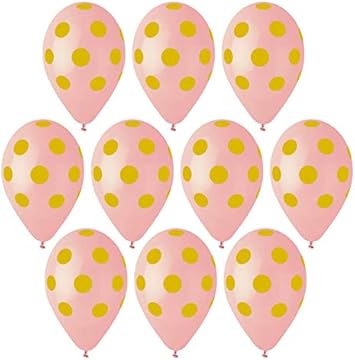 Toyland Pack Of 10 13 Inch Baby Pink Latex Balloons With Gold Polka Dots Party Decorations Made In Italy Amazon Co Uk Toys Games