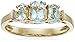 Amazon Essentials 10k Yellow Gold March Birthstone 3-Stone Aquamarine with Diamond-Accent Ring, Size 7, (previously Amazon Collection)