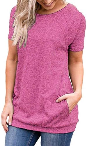 Uniboutique Womens Short Sleeve Round Neck Tunics T Shirts Tops Blouses with Pockets