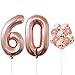 KatchOn, Big Rose Gold Number 60 Balloon - 40 Inch | Mylar Foil 60 Balloon Numbers For Happy Birthday Decorations | Number Balloons With Confetti For Anniversary Decorations | Birthday Party Supplies