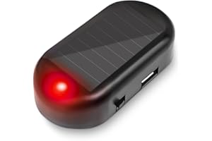 HIPOPY Car Solar Power Simulated Dummy Alarm, Anti-Theft LED Flashing Security Light Fake Lamp, Automotive Warning Interior Safety Lights with USB Charger Port, Car Accessories for Most Cars (Red/1PCS)