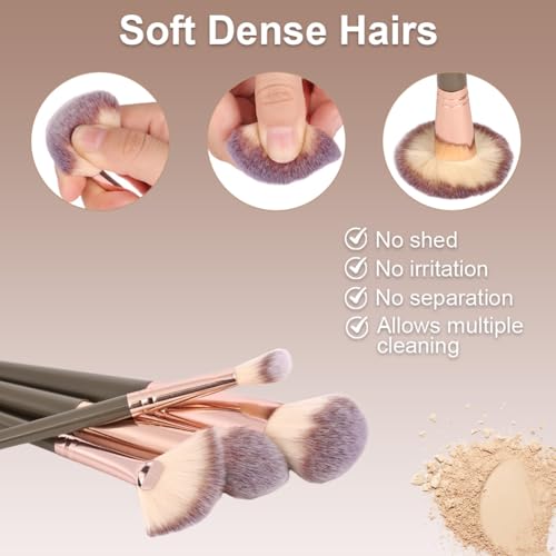Vicloon Makeup Brush Set, 40 Pieces Professional Makeup Brush Set with Beauty Blender, Powder Puffs, Headband, Premium Brushes Set for Foundation Concealer Brown