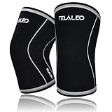 TELALEO Knee Sleeves (1 pair), 7mm Thick Compression Knee Braces Offer Strong Support for Heavy-lifting, Squats, Gym and Other Sports