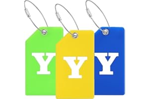 Anteecana Silicone Luggage Tag Initial-Baggage Handbag Travel Suitcase Tags with Name ID Card Quickly to Spot (Letter Y, 3 Packs(Yellow+Green+Blue)