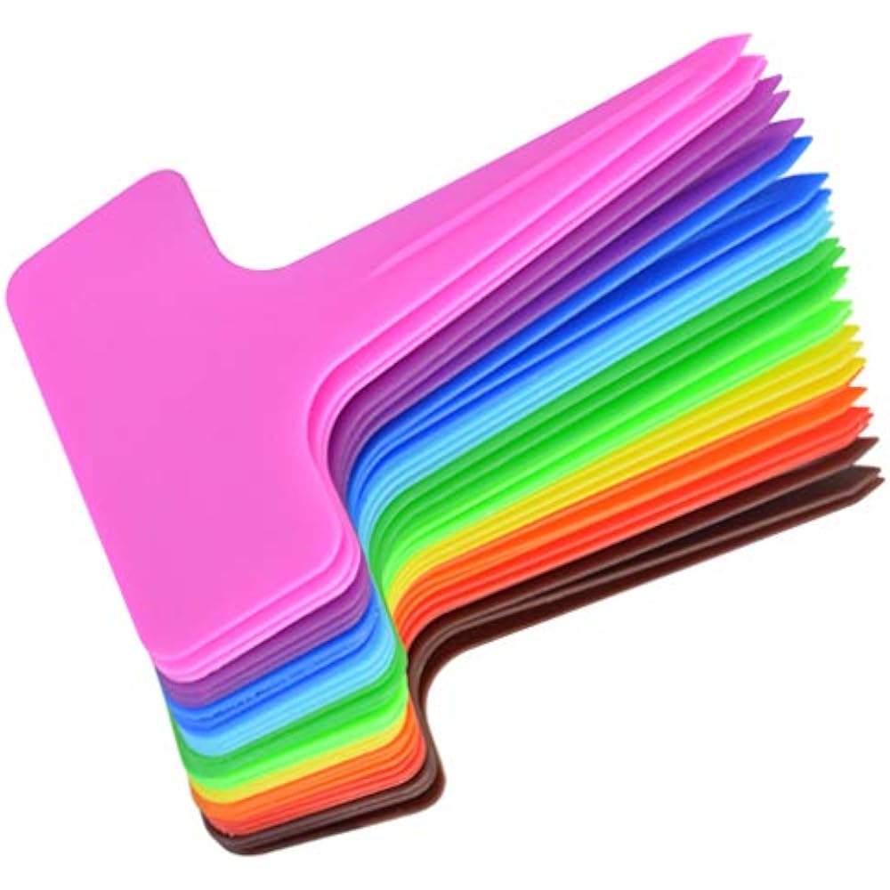 200 PCS 10 Color Plastic Plant Tags T Type Markers Nursery Garden