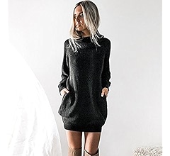 black roll neck jumper dress