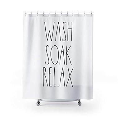 Shower Curtains Hooks Liners Wash Soak Relax Shower Curtain Rae Dunn Bath Bathroom Decor Rae Dunn Inspired Bathroom Decor 72 X 79 Shower Curtain Farmhouse Simple Bathroom Decor Funny Bathroom Decor