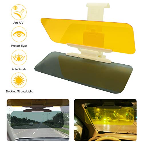 Car Anti-Glare Windshield Sun Visor Extender 2 in 1 - Day and Night Driving Visor for Protects Against UV rays Headlights Tailgates Reduces Eye Strain (Anti-glare visor)