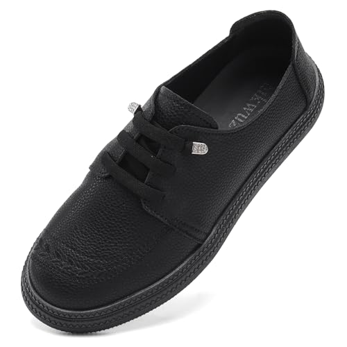 hikwuz Women's Microfiber Loafers Black at Amazon