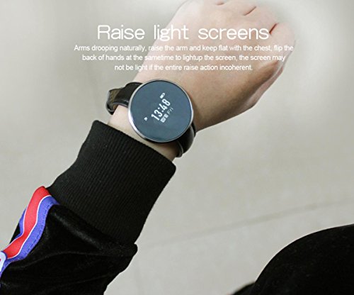 L@YC Fitness Tracker, Colleer Bluetooth 4.0 Waterproof Smart Bracelet Bands Sport Watch Waistband with Heart Rate Monitor and Blood Pressure Monitor for iPhone Android Smartphone, Black Steel Strip