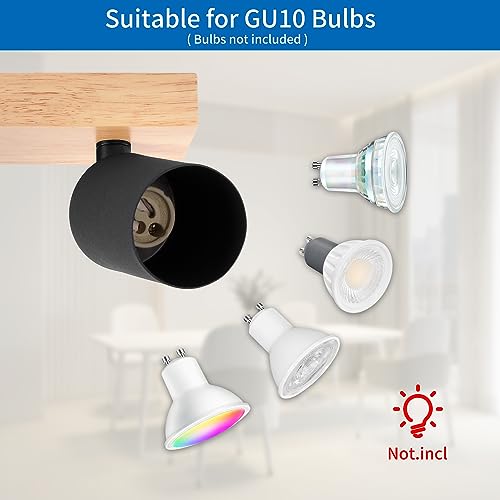 ANWIO Black Ceiling Light, Spotlights for Bedroom, Kitchen and Living Room, GU10 Bases, 3-Way Fixtures (EUS-EA19, No Bulbs)