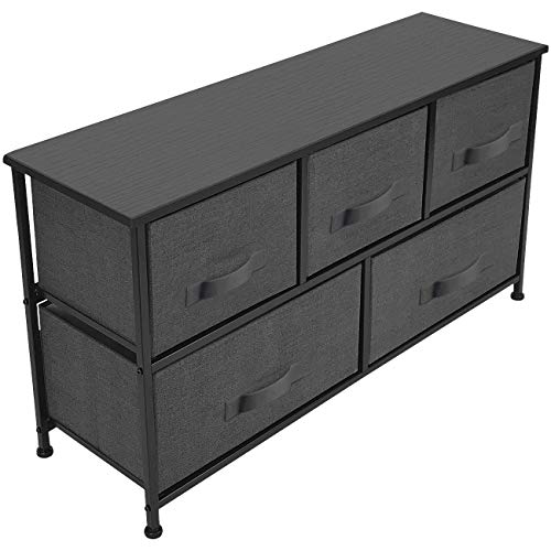 Sorbus-Dresser-with-Drawers-Furniture-Storage-Chest-Tower-Unit-for-Bedroom-Hallway-Closet-Office-Organization-Steel-Frame-Wood-Top-Easy-Pull-Fabric-Bins-5-Drawer-Long-BlackCharcoal