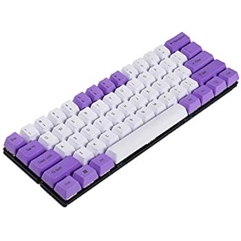 NPKC White Purple Mixed 61 ANSI Keyset OEM Profile Thick PBT Keycap Suitable for MX Switches Mechanical Gaming Keyboard (Only Keycaps)