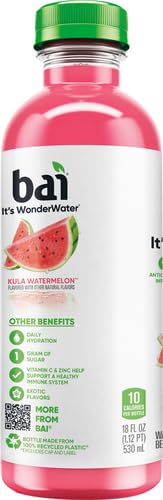 BAI FLAVORED WATER, KULA WATERMELON, ANTIOXIDANT INFUSED DRINKS, 18 FLUID OUNCE