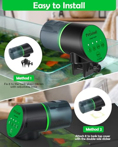 Petbank Automatic Fish Feeder for Aquarium - Auto Fish Food Dispenser Battery Operated Vacation Timer Fish Feeder Automatic Dispenser with 2 AAA Batteries Included