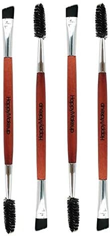 LINSUNG 1PCS Makeup Bamboo Handle Double Eyebrow Brush + Eyebrow Comb