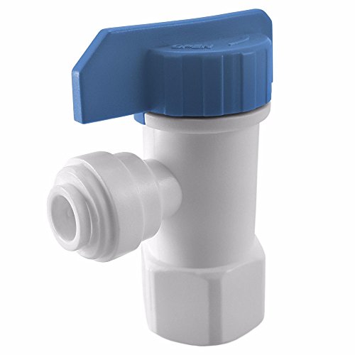 PureSec RO Water Storage Tank Use 90 Degree Elbow Shut Off Ball Valve Plastic Push-fit Quick fittings with Female Thread 1/4 Inch x Tubing OD 1/4 Inch(1pc/Pack)
