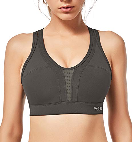 Yvette Strappy Criss Cross Back Sports Bras High Impact Adjustable Workout Bra for Plus Size Women, 57A, L(DF)