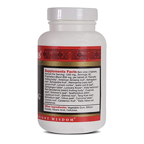 Health Concerns - Tremella and American Ginseng - Chinese Herbal Supplement - Dry Cough and Asthma Relief - with Tremella Fruiting Body - 90 Tablets per Bottle