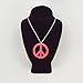 Hot Pink Peace Sign Pendant Necklace Enamel on Pewter Cosplay Jewelry