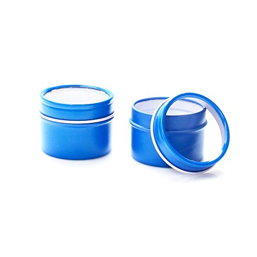 Mimi Pack 1 oz Deep Round Clear Window Tin Slip Top Lid For Salves, Favors, Spices, Balms, Candles, Gifts Limited Run Series 24 Pack (Blue)